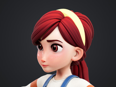 Cartoon Girl Rigged Modello 3D