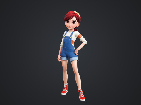 Cartoon Girl Rigged Modello 3D