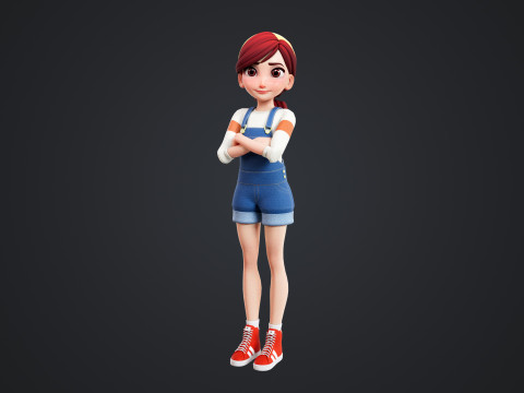 Cartoon Girl Rigged Modello 3D