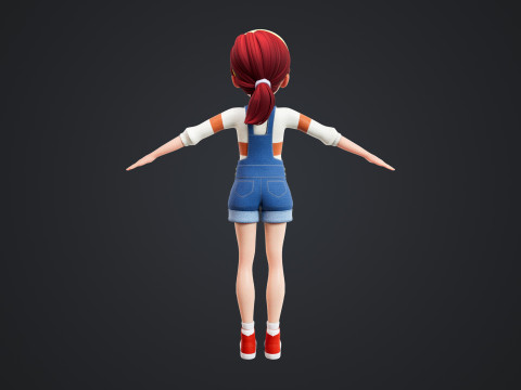 Cartoon Girl Rigged Modello 3D