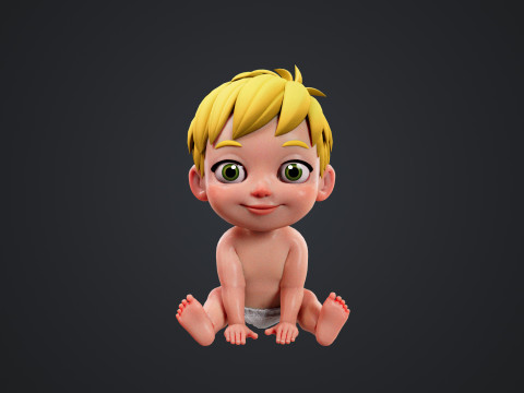 Cartoon Baby Rigged 3D 모델