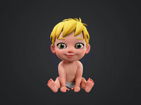 Cartoon Baby Rigged 3D Model