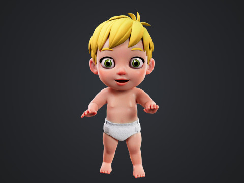 Cartoon Baby Rigged 3D 모델