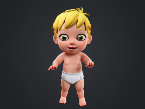 Cartoon Baby Rigged 3D Model