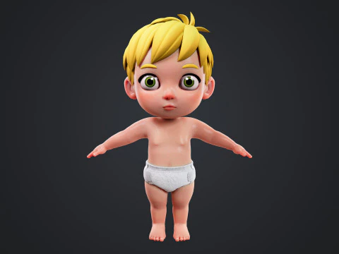Cartoon Baby Rigged 3D Model