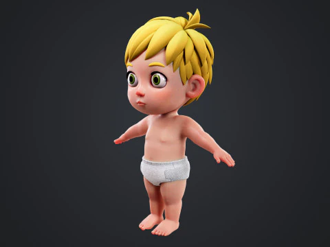 Cartoon Baby Rigged 3D Model