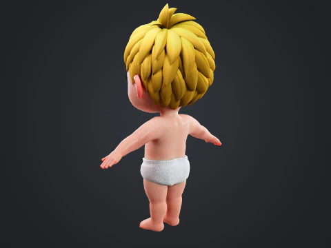 Cartoon Baby Rigged 3D Model