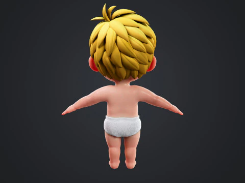 Cartoon Baby Rigged 3D Model