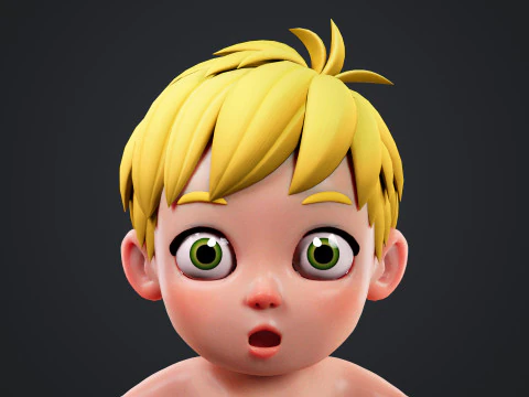 Cartoon Baby Rigged 3D Model