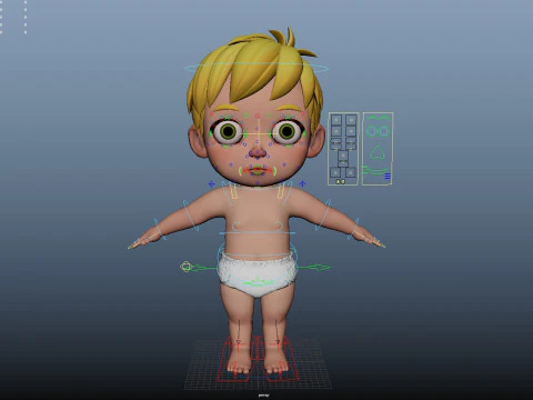 Cartoon Baby Rigged 3D Model