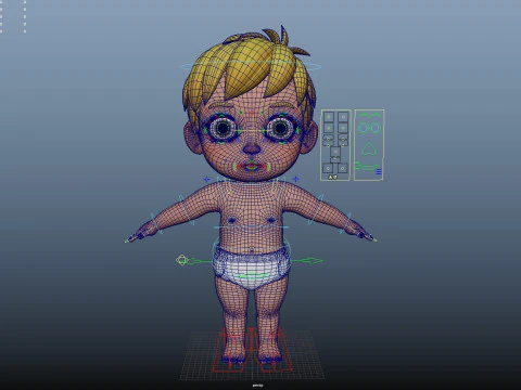 Cartoon Baby Rigged 3D Model