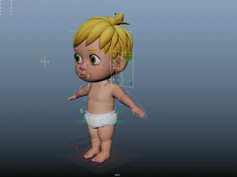 Cartoon Baby Rigged 3D Model