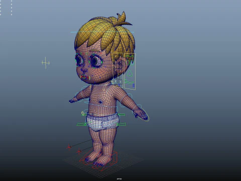 Cartoon Baby Rigged 3D Model