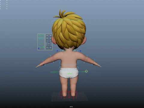 Cartoon Baby Rigged 3D Model