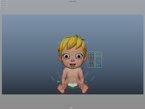 Cartoon Baby Rigged 3D 모델