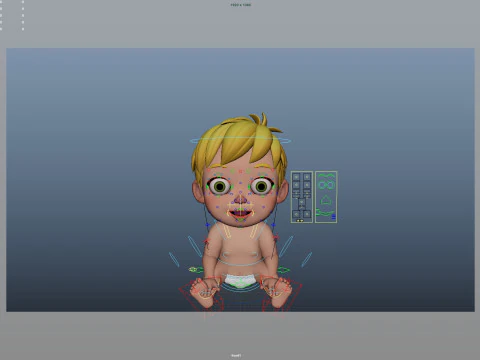 Cartoon Baby Rigged 3D Model
