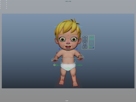 Cartoon Baby Rigged 3D 모델