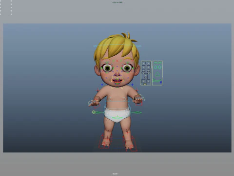 Cartoon Baby Rigged 3D Model