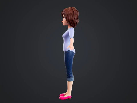 Cartoon Woman Rigged 3D Model