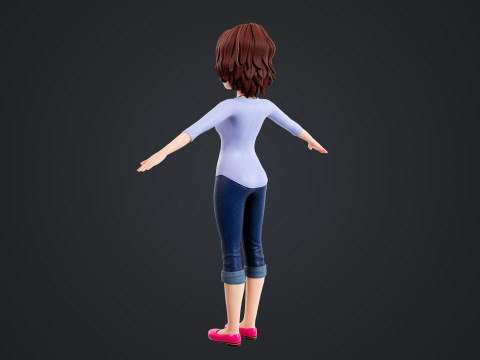 Cartoon Woman Rigged 3D-Modell