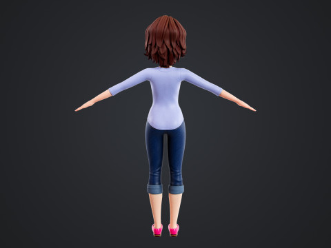 Cartoon Woman Rigged 3D-Modell