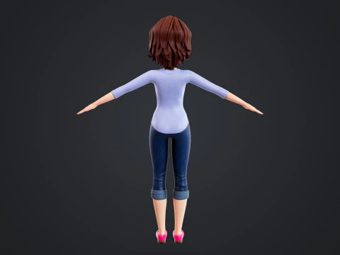 Cartoon Woman Rigged 3D Model