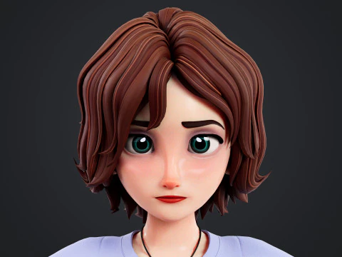 Cartoon Woman Rigged 3D Model