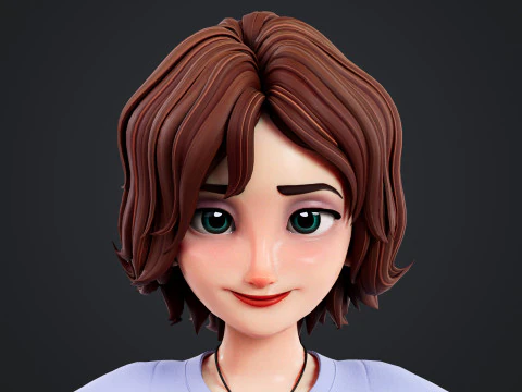 Cartoon Woman Rigged 3D Model