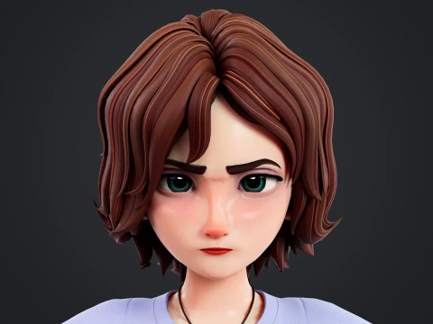 Cartoon Woman Rigged 3D Model