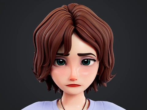Cartoon Woman Rigged 3D Model