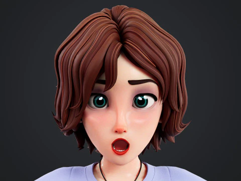 Cartoon Woman Rigged 3D Model