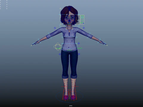 Cartoon Woman Rigged 3D Model