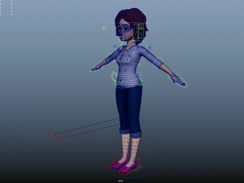 Cartoon Woman Rigged 3D Model