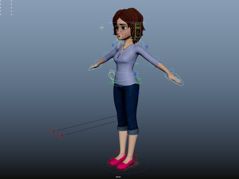 Cartoon Woman Rigged 3D-Modell