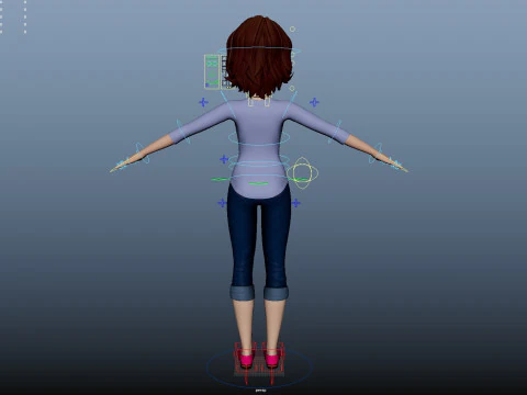 Cartoon Woman Rigged 3D Model