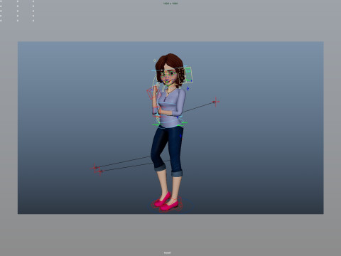 Cartoon Woman Rigged 3D-Modell