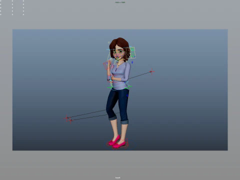 Cartoon Woman Rigged 3D Model