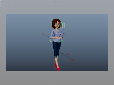 Cartoon Woman Rigged 3D-Modell