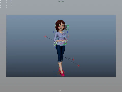 Cartoon Woman Rigged 3D Model