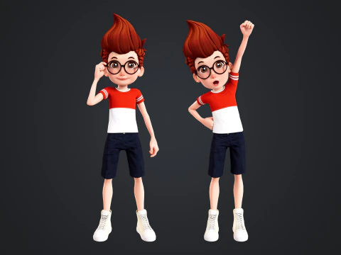 Cartoon Boy Rigged 3D Model
