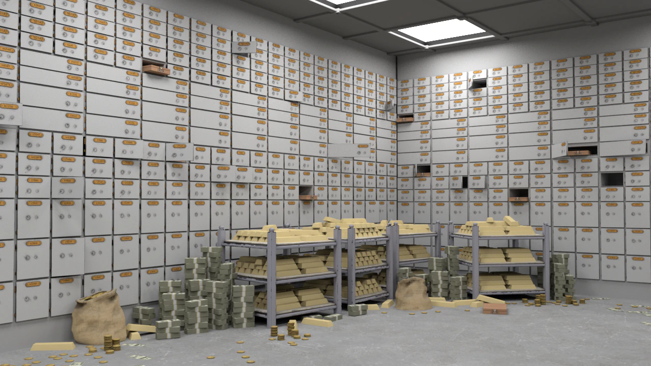 Gold bars bank vault 3D Model .c4d .max .obj .3ds .fbx .stl .blend 