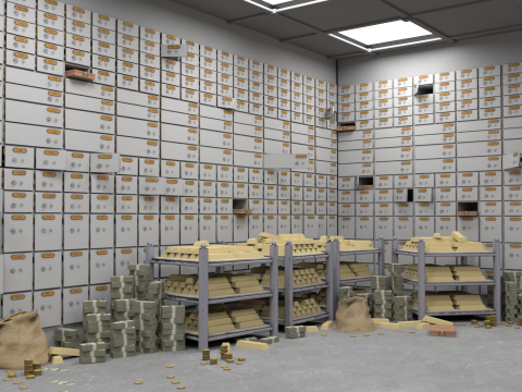 Gold bars bank vault 3D Model