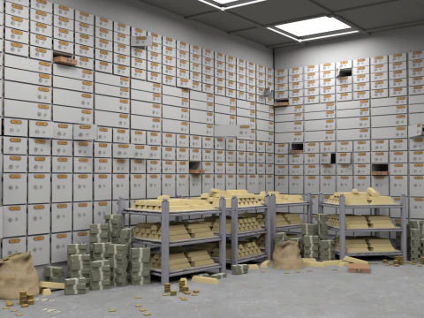 Банківське сховище золотих злитків 3D Модель