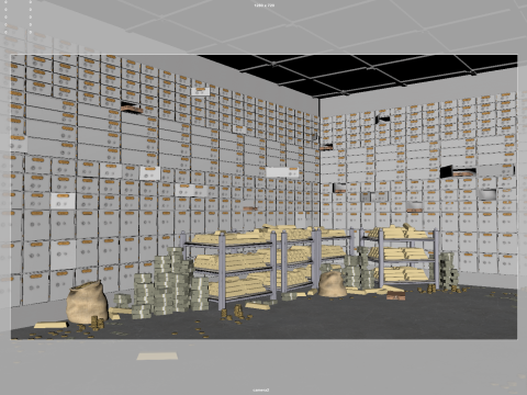 Gold bars bank vault 3D Model
