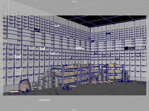 Gold bars bank vault 3D Model