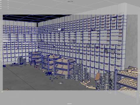 Gold bars bank vault 3D Model