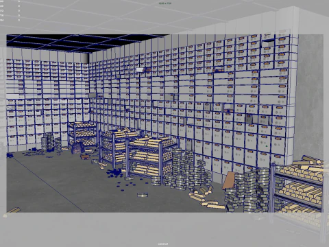 Gold bars bank vault 3D Model