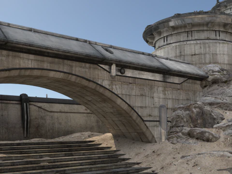 Parede externa de fic&ccedil;&atilde;o cient&iacute;fica Modelo 3D