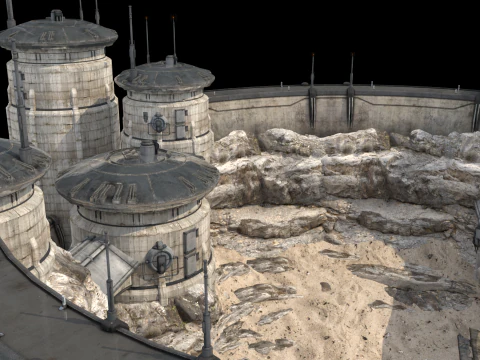 Parede externa de fic&ccedil;&atilde;o cient&iacute;fica Modelo 3D