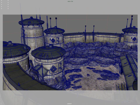 Parede externa de fic&ccedil;&atilde;o cient&iacute;fica Modelo 3D